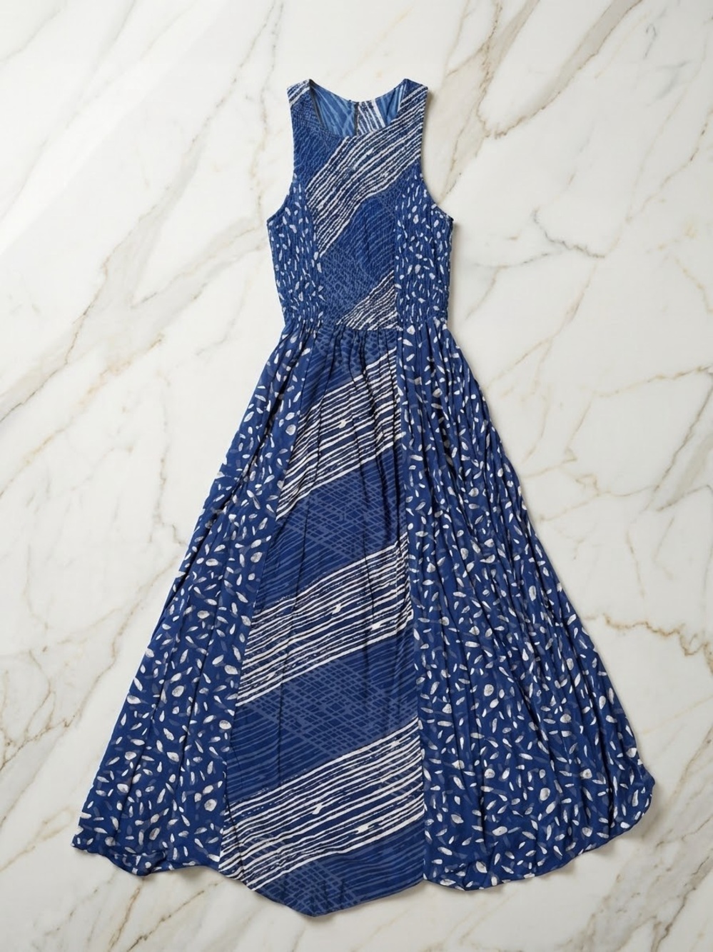 Japna Blue Patterned Sleeveless Maxi Dress Small
